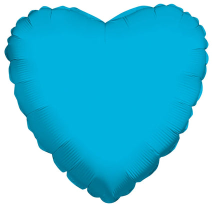 Globo Metálico Corazón 18" Azul Turquesa – Solid Heart Turquoise Blue Kaleidoscope | 45 cm