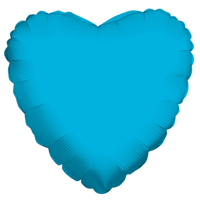 Globo Metálico Corazón 18" Azul Turquesa – Solid Heart Turquoise Blue Kaleidoscope | 45 cm