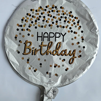 18" Black Silver Gold Birthday Balloon