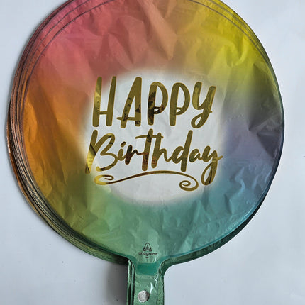 18" Globo Ombre and Gold Happy Birthday