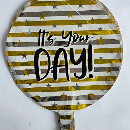 18" It's Your Day Gold & Silver Stripes