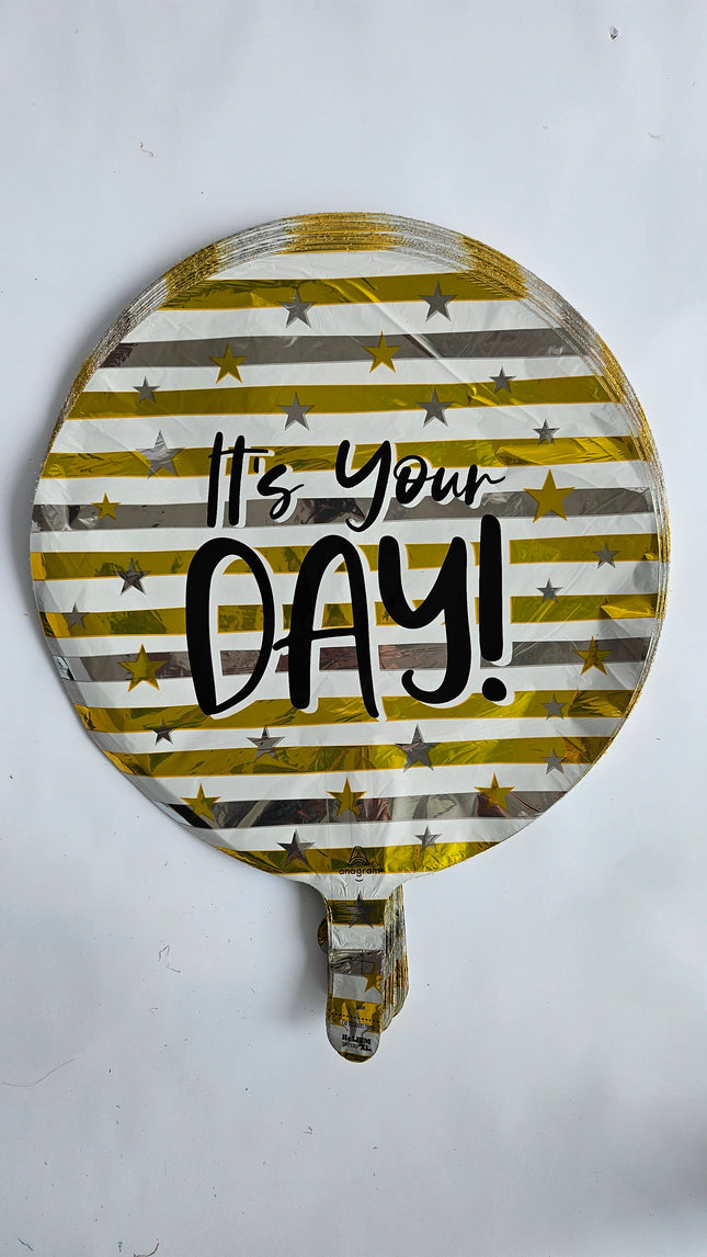 18" It's Your Day Gold & Silver Stripes