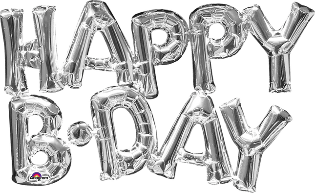 Lrgshp Met Phrase " Happy Bday" Silver