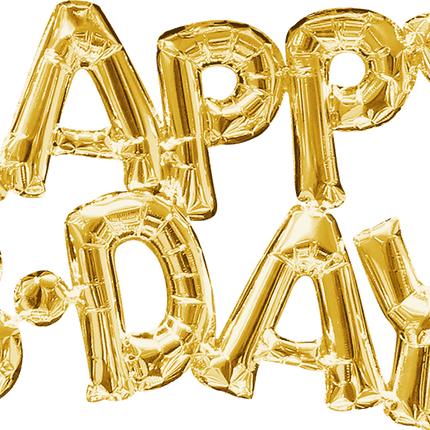 Lrgshp Met Phrase "Happy Bday" Gold
