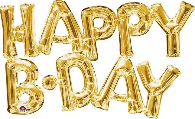 Lrgshp Met Phrase " Happy Bday" Gold