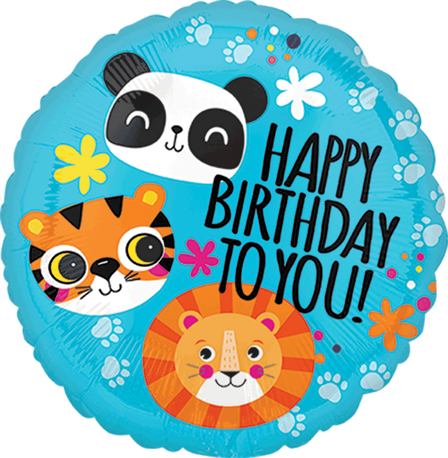 18" Lion, Tiger and Panda Happy Birthday