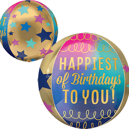 16" Orbz Birthday Stars And Gold