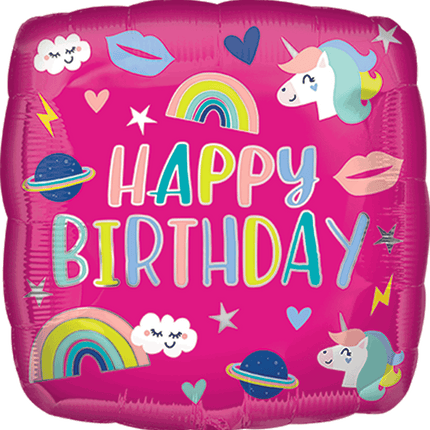 18” Happy Birthday Unicorn Trendy Icons