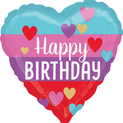 18" Happy Birthday Rainbow Hearts