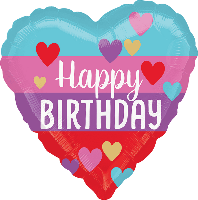 18" Happy Birthday Rainbow Hearts