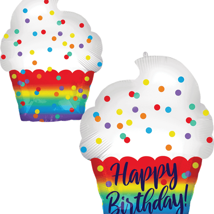 18" HBD Satin Cupcake Balloon