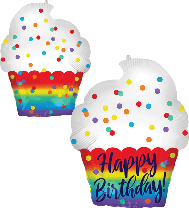 18" HBD Satin Cupcake Balloon
