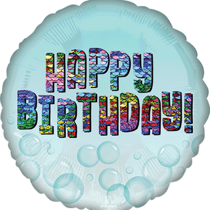 17" Happy Birthday Rainbow Sequins