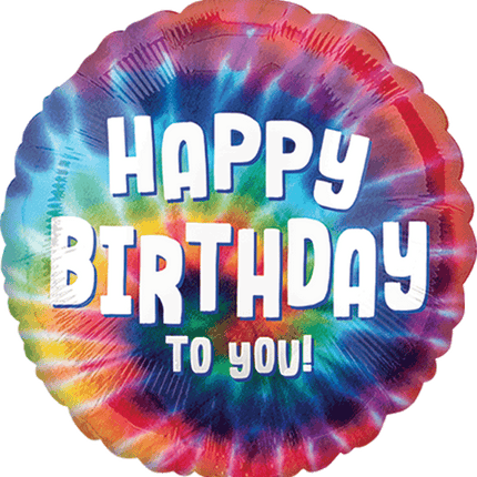 17" Tie Dye Birthday (Globo Redondo Cumpleaños Tie Dye) 43 cm