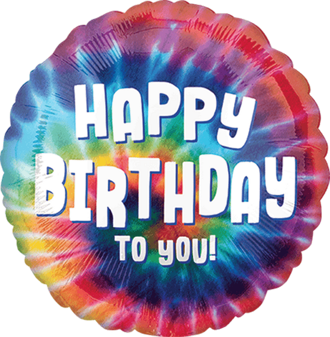 17" Tie Dye Birthday (Globo Redondo Cumpleaños Tie Dye) 43 cm