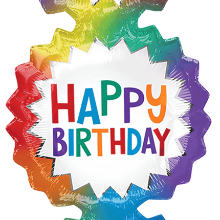 28" Happy Birthday Ombre Bursts Supershape (Globo Feliz Cumpleaños Ráfagas Ombré) 71 cm