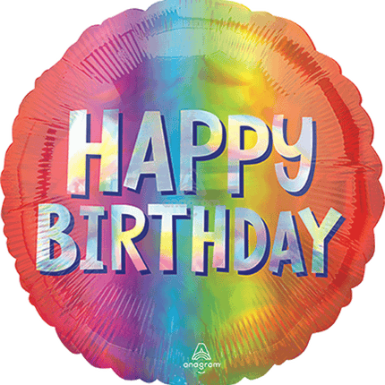 17" Happy Birthday Silver Ombre