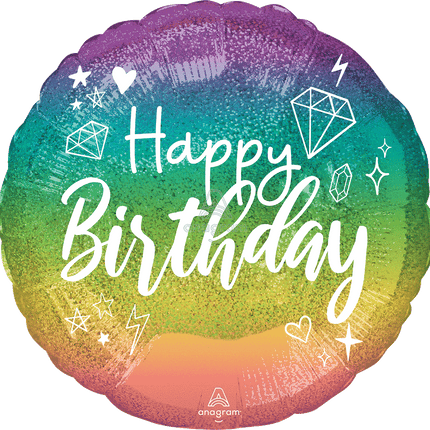 18" Globo Holo Sparkle Birthday