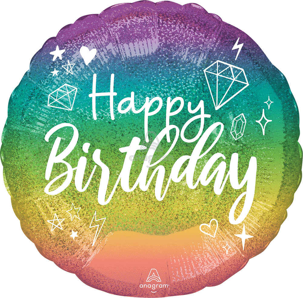 18" Holo Sparkle Birthday Balloon