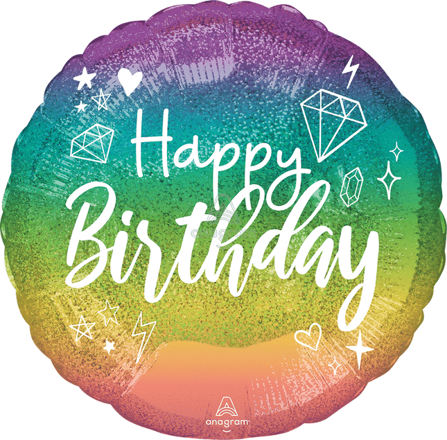 18" Holo Sparkle Birthday Balloon