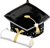 Supershape Black Grad Cap & White Diploma