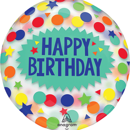 Printed Crystal Clear Happy Birthday Dots &amp; Stars