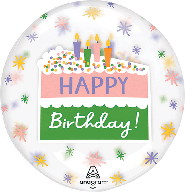 Printed Crystal Clear Happy Birthday Cake Slice
