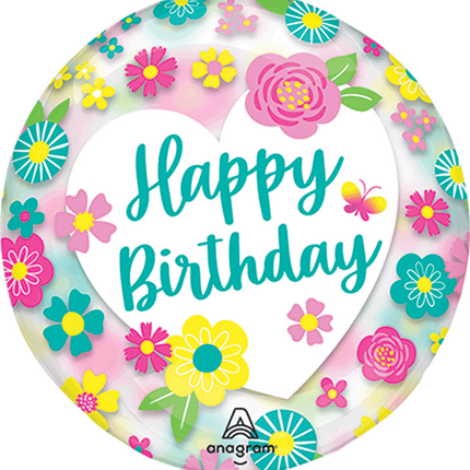 Printed Crystal Clearz Happy Birthday Flowers