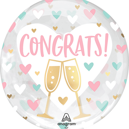 Printed Crystal Clear Congrats Hearts