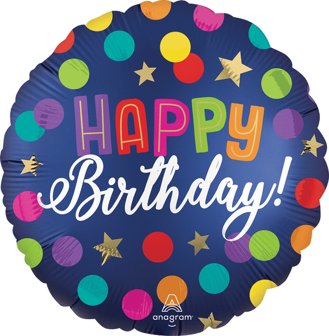 17" Happy Birthday Blue Confetti