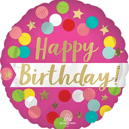 17” Happy Birthday Pink Confetti