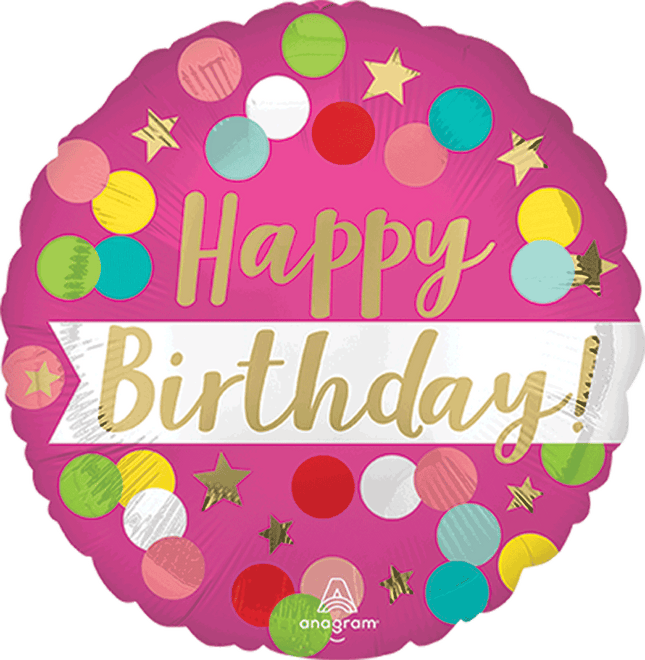 17” Happy Birthday Pink Confetti