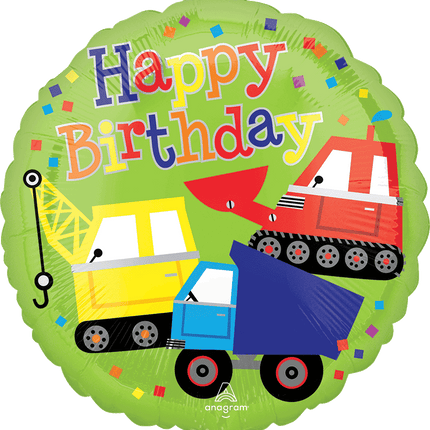 18" Globo Happy Birthday Trucks