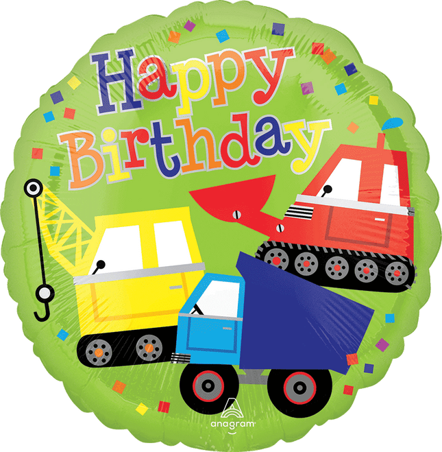 18" Globo Happy Birthday Trucks