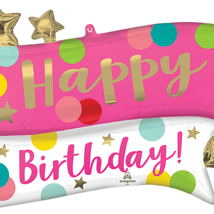 Supershape Happy Birthday Pink Confetti