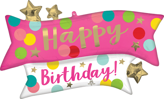Supershape Happy Birthday Pink Confetti 