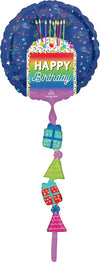 AirWalker Tail Rainbow Slice Happy Birthday Balloon