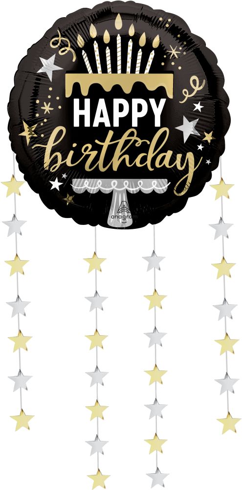 24″ Hanging Happy Birthday Stars Balloon