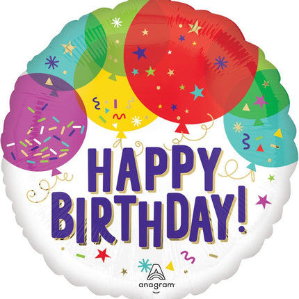 17" Happy Birthday Balloons and Confetti