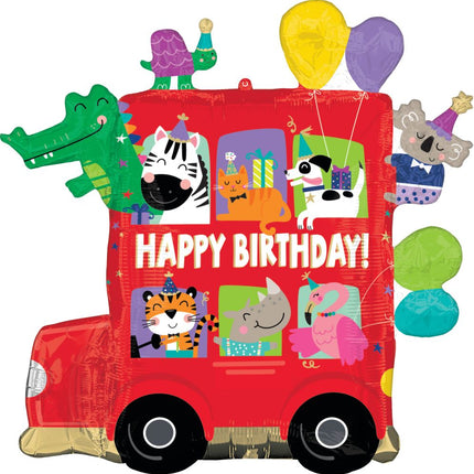 SuperShape Party Bus Happy Birthday Balloon