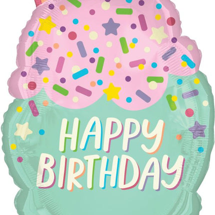 SuperShape Ice Cream Party Happy Birthday Balloon