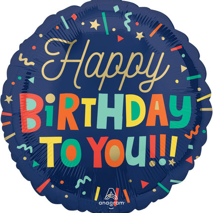 17" Bright Happy Birthday Blocks Balloon