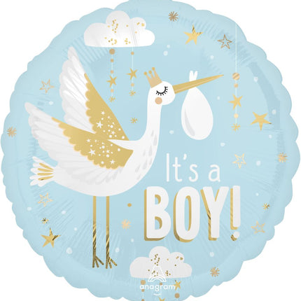 17" Satin Special Delivery Baby Boy Balloon