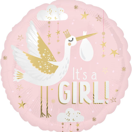 17" Satin Special Delivery Baby Girl Balloon