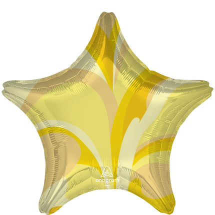 18" Vibrant Marble Gold Star Balloon