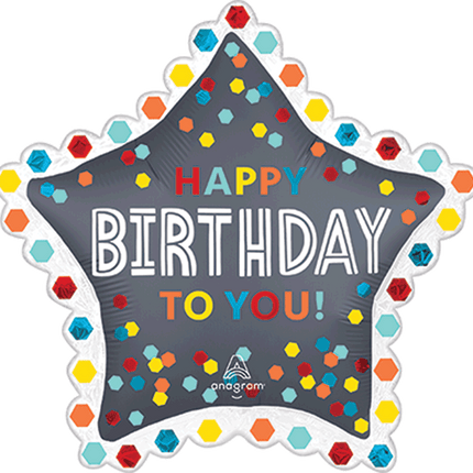 Supershape Satin Confetti Burst Birthday