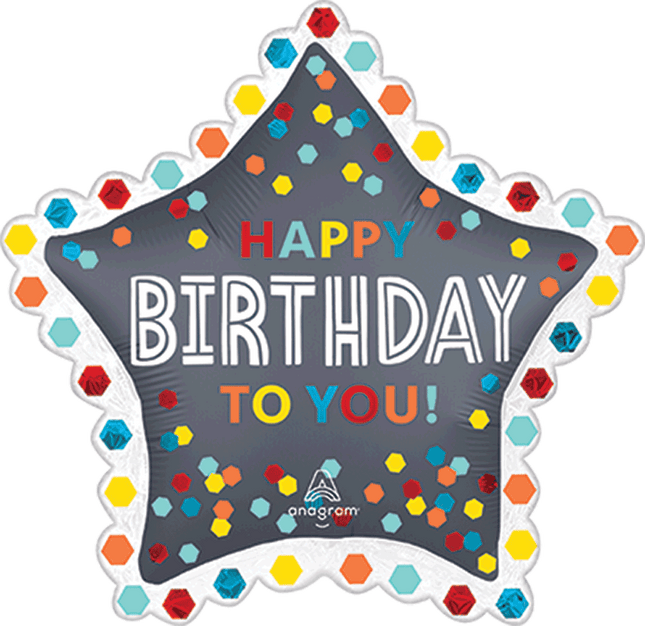 Supershape Satin Confetti Burst Birthday