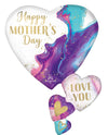 SuperShape Mother's Day Alluring Marble Hearts Balloon