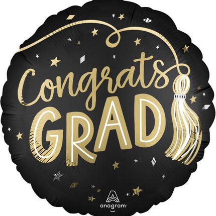 18" Standard Satin Twirling Tassels Congrats Grad Balloon