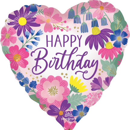 17" Standard Garden Florals Birthday Balloon